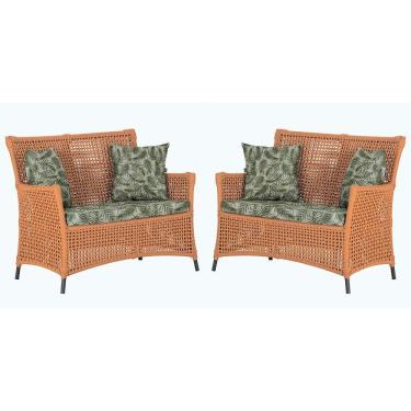 Imagem de 2 Sofás área Externa Igapó Alumínio Preta Corda Náutica E5 Terra Cota