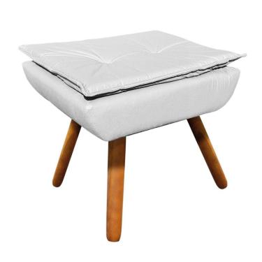 Imagem de Puff Decorativo Opala Corino Pés Palito Castanho Branco