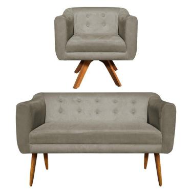 Imagem de Kit Namoradeira E 01 Poltrona Giratória Julia Marrom Rato