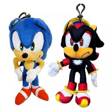 Imagem de Sonic The Hedgehog Clipe de pelúcia Shadow and Sonic de 20 cm com pequeno bolso com zíper – 2 peças (1 de cada)