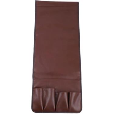Imagem de Organizador De Apoio De Braço De Sofá De Couro Antiderrapante Suporte Remoto De Braço Reclinável Caddy De Cabeceira Com 5 Bolsos Para Revistas, Controle Remoto De Tv, Telefone, Brown