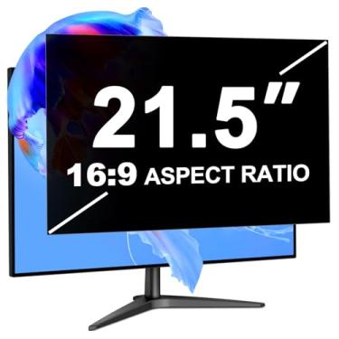 Imagem de LUSA DESIGN Tela de privacidade de 21,5 polegadas para monitor de computador, proporção de 16:9, proteção para os olhos, proteção contra brilho de luz azul, blackout preto removível de 54,6 cm, filtro