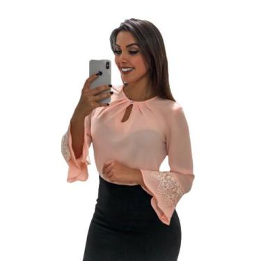 Imagem de Blusa Manga Longa Flare Moda Evangélica  Com Laço No Pescoço - R.S MOD