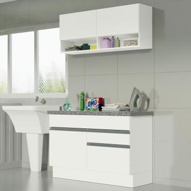 Imagem de Kit área De Serviço 120cm Com Armário E Balcão Branco Mades