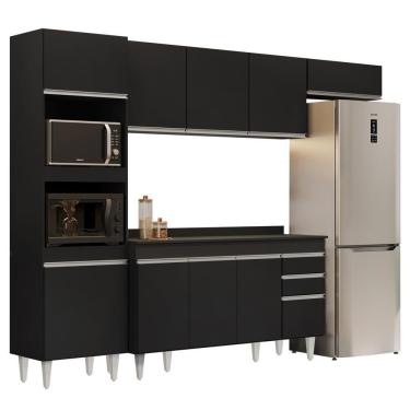 Imagem de Armário De Cozinha Modulada 4 Peças Cp11 Balcão Com Tampo Preto - Lumil