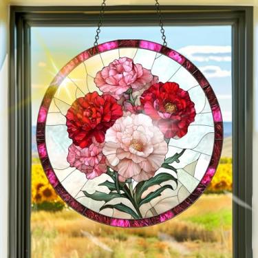 Imagem de Acrílico colorido, apanhador de sol, decoração de janela suspensa de flores, arte de parede de arco-íris, para sala de estar, quarto, varanda, interior e exterior, jardim, enfeites de Natal, decoração