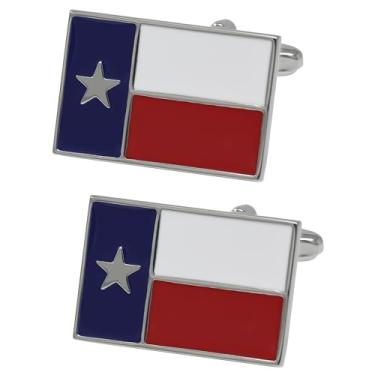Imagem de Abotoaduras da bandeira do estado do Texas prendedor de gravata bandeira estrela solitária barra de gravata em caixa, Prata, M