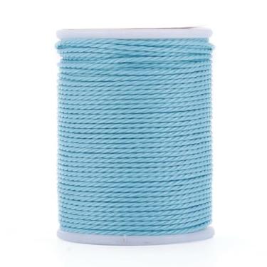Imagem de 11 m/rolo 1 mm fio de poliéster encerado Taiwan fio encerado corda para pulseiras trançadas faça você mesmo, colar de joias, artesanato de costura de macramê, azul celeste