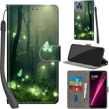 Imagem de Salanheo Capa carteira para T-Mobile Revvl 6 5G / Revvl 6X 5G, com [3 compartimentos para cartões], fecho magnético com suporte, capa protetora de couro PU à prova de choque 16.6 cm 2022, borboleta