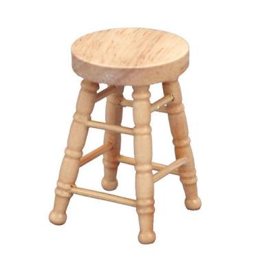 Imagem de Banqueta de bar de madeira para móveis de casa de bonecas em miniatura