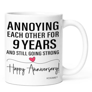 Imagem de KOXAME Caneca de café de 9º aniversário presente para casais, chatos uns aos outros para 9 anos, presentes de casamento, presentes para marido, esposa, namorado, namorada, pais, aniversário (9 anos)