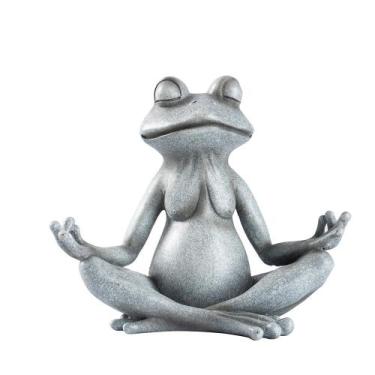 Imagem de Escultura meditando em resina de estátua de sapo de 15,5 cm - Zen Yoga
