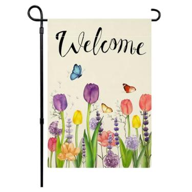 Imagem de Bandeira de jardim de primavera floral 30,5 x 45,7 cm pequena vertical dupla face sazonal primavera bandeira flor quintal decoração exterior bandeira