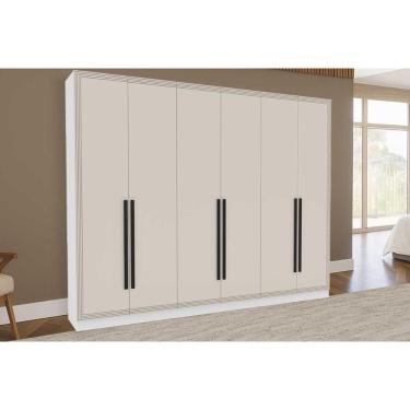 Imagem de Guarda Roupa Casal 6 Portas E 4 Gavetas Valência Branco/creme - Politorno