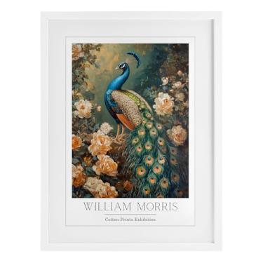 Imagem de Stupell Industries Impressão emoldurada vintage inspirada em pavão azul e preto sob vidro, design por Petal Prints Design, 23 x 17