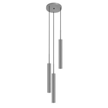 Imagem de Luminária Teto Pendente Tubo Triplo Quarto Cabeceira Prata