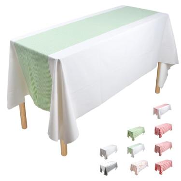 Imagem de ZGP (Linha verde) 137 x 213 cm, 10 peças de toalha de mesa de PE puro descartável, toalhas de mesa para festas, piquenique, casamento, toalhas de mesa decorativas, retângulo, capa de plástico branco