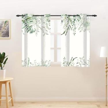 Imagem de TTQYFNM Cortinas de janela florais, folhas de vegetação, aquarela verde sálvia, folha de eucalipto, planta botânica, cortinas de janela para quarto, sala de estar, ilhós, tratamentos de janela