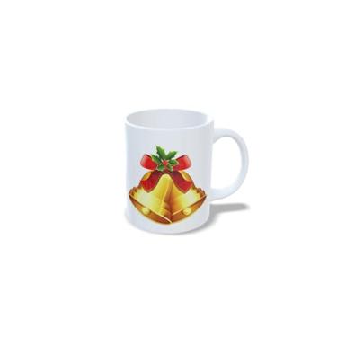 Imagem de Caneca de Cerâmica Natalina, Branca, 325ml, com Decoração de Bolas de Natal em Vermelho, Azul e Verde (8)
