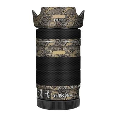 Imagem de EFS 55-250 4-5.6 Película de vinil adesivo protetor de câmera para Canon EF-S 55-250 mm F4-5.6 é STM III Acessórios de fotografia (ouro onda)