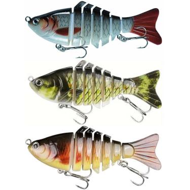 Imagem de Kit 3 Iscas Artificiais 6 Sessões 10cm 18g movimento realista olho 3d-Unissex