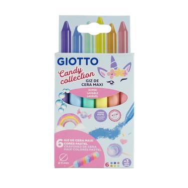 Imagem de GIOTTO Candy Collection Unicórnio, Giz de Cera Maxi Lavável, 6 Cores Pastel, 11mm