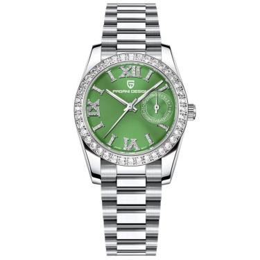 Imagem de Relógio Feminino De Quartzo Design Ultra Fino Elegante Com Strass Impermeavel - Verde