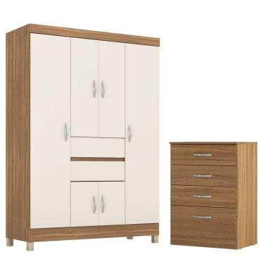 Imagem de Conjunto Quarto Guarda Roupa E Comoda Pescara Amendola Off-white