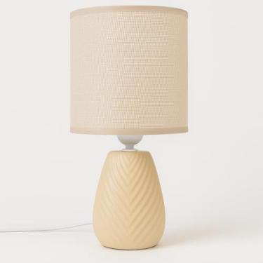 Imagem de Abajur Moderno Decorativo Luminária de Mesa com fio bivolt decoração para sala quarto e cabeceira (Chevron Bege)