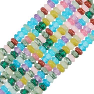 Imagem de SUNNYCLUE 1 caixa com cerca de 348 peças de contas de pedra heishi de 4 mm contas de pedra de disco de ábaco jade natural pedra preciosa sintética malaquita Rondelle fios espaçadores soltos para