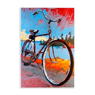 Imagem de Stupell Industries Arte de placa de parede Tonight Bicycle Journey, design de Adam Swanson, 19 x 13