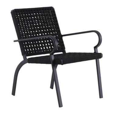 Imagem de Poltrona Corda Náutica Porto Rico Alumínio Varanda Edícula Preto