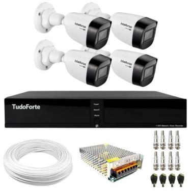 Imagem de Kit 4 Câmeras Intelbras VHD 1130 B HD 720p Bullet 2.8mm Visão Noturna 30m IP67 + Dvr Tudo Forte TFHDX 3304 4 Canais