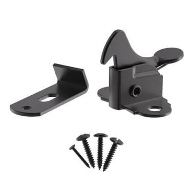 Imagem de Trava e trava de porta de cotovelo de ação de mola preta plana - Pacote com 4 - Ferragens para portas, trava com mola para móveis antigos, vintage ou modernos - VL1-SBL (4)