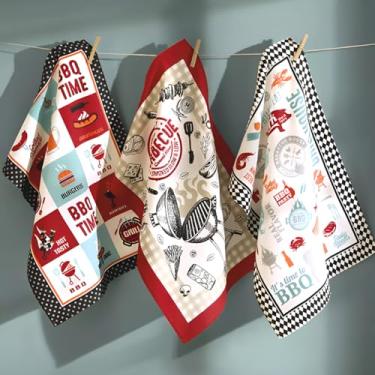 Imagem de Kit 3 Panos de Prato Atoalhado Felpudo, Barbecue, para Cozinha e Pia