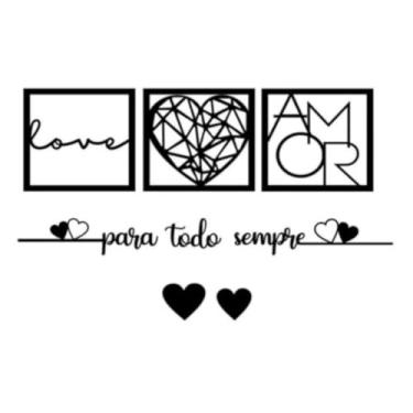 Imagem de Kit 3 Quadro Cabeceira Amor Frase Para Todo Sempre MDF 30x30