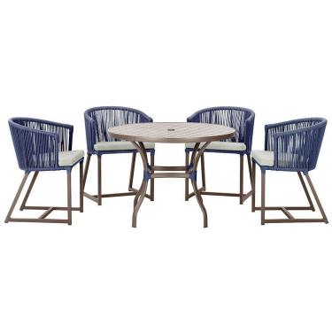 Imagem de Mesa Com 4 Cadeiras E Noronha Estofado 3 Trama Original Azul