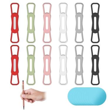 Imagem de Pacote com 12 porta-canetas magnéticas, suporte de lápis ajustável de silicone, suporte flexível para geladeira, quadro branco, mesa, prancheta com folhas magnéticas, acessórios de mesa e material