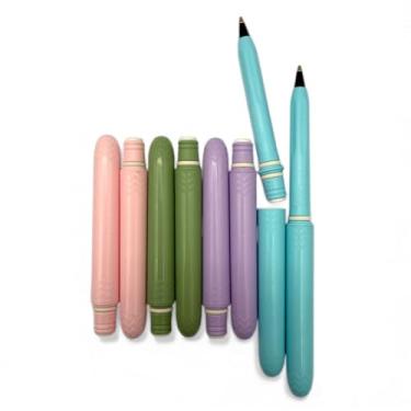 Imagem de Pokka Pacote com 8 canetas pastel – canetas esferográficas de bolso fofas, chiques e funcionais – canetas de papelaria compactas e recarregáveis para trabalho, diários ou escrita em movimento, canetas