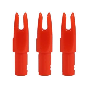 Imagem de Pacote com 24 Nocks de flecha de tiro com arco, ID 6,2 mm/0,246 polegadas inserção de plástico Nock Tail para arco flecha caça tiro substituição (Laranja)