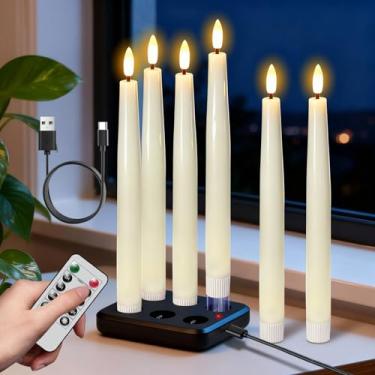 Imagem de Wondise Velas recarregáveis sem chama, velas operadas por bateria com controle remoto e temporizador, castiçais de LED de cera real cintilantes para decoração de Natal e casamento em casa