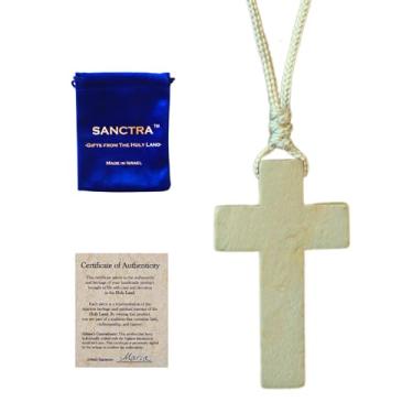Imagem de SANCTRA Colar de cruz de madeira para homens e mulheres, feito à mão e abençoado na Terra Santa, pingente de fé cristã com bolsa de presente e certificado de autenticidade, ~30”, Madeira, Sem Pedra