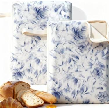 Imagem de Sacos de algodão e cera de abelha de acesso amplo com zíper para pão caseiro, pacote com 2 sacos de pão de cera de abelha reutilizáveis para congelador de pão caseiro, sacos de armazenamento de