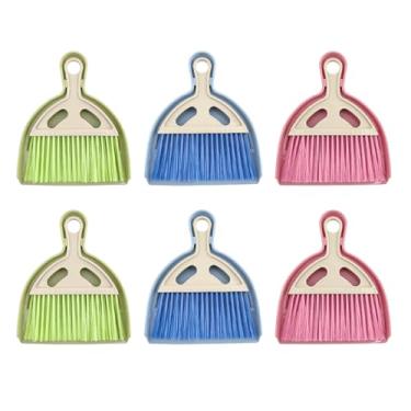 Imagem de Conjunto de 6 mini pá de lixo e escova – vassoura pequena com alça, vassoura de limpeza pequena e bandeja de poeira, limpador portátil para mesa, mesa, teclado, carros e ninhos de animais de estimação