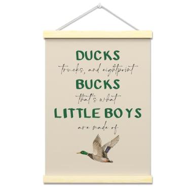 Imagem de ZARYFANCHY Patos Caminhões e 8 Pontos Bucks Moldura de Cabide de Cartaz, Decoração de Parede Engraçada para Quarto de Crianças Meninos Quarto Quarto de Crianças, 30,5 x 40,6 cm Impressão em Tela
