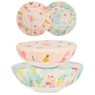 Imagem de BERBAM Capas de tigela reutilizáveis para impermeabilização de pão (2 grandes) - Capas de tigela de cera de abelha de algodão reutilizáveis com borda elástica, tampa de tigela de fermento para