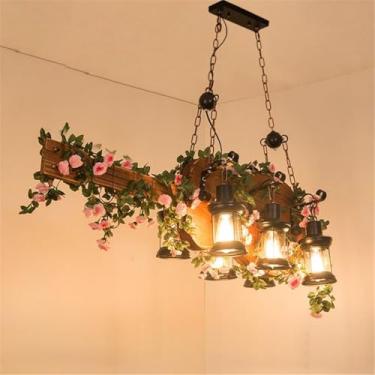 Imagem de Lustre Americano Pastoral LED Industrial Retrô Criativo Música Restaurante Bar Cafeteria Loja de Chá Loja de Roupas Plantas Verdes Decoração Luminária Pendente (VB 6 Lâmpadas)