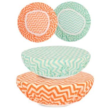 Imagem de BERBAM Capas de tigela reutilizáveis para impermeabilização de pão (2 grandes) - Capas de tigela de cera de abelha de algodão reutilizáveis com borda elástica, tampa de tigela de fermento para