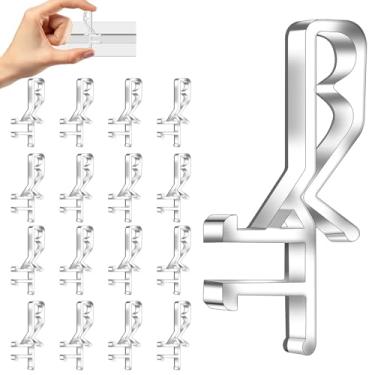 Imagem de APLZGMG 16 peças de clipes de sanefa de canal oculto, clipes transparentes de 4,5 cm para sanefa, substituição de clipe de sanefas cegas para persianas de janela de madeira falsa e real para sanefas