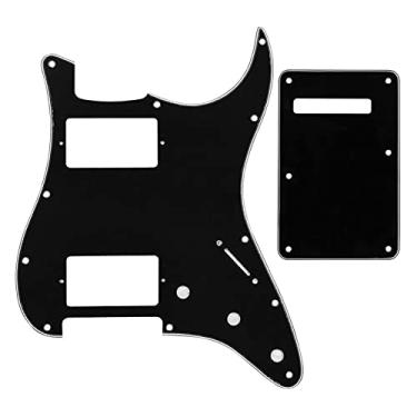 Imagem de Pickguard Conjunto pré-cabeado de 3 camadas pretas 11 furos HH Pickguard placa traseira capa tremolo capa traseira para peças de acessórios de guitarra